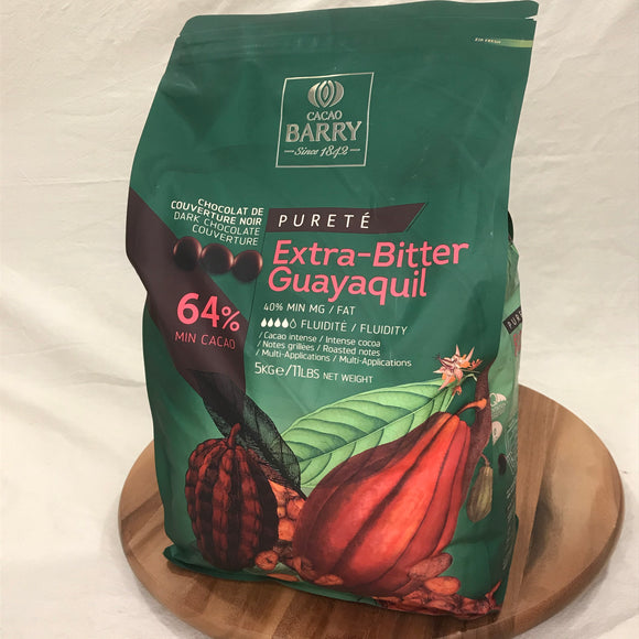 Cacao Barry Extra-Bitter Guayaquil 64% Dark Chocolate Couverture (11 lb)