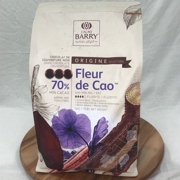 Cacao Barry Fleur de Cao 70% Dark Chocolate Couverture (11 lb)