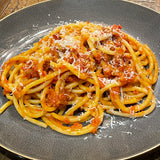 Bucatini all'Amatriciana by Chef Joe Cicala of Cicala at the Divine Lorraine